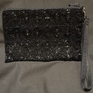 Amanda Smith Black Beaded Wristlet